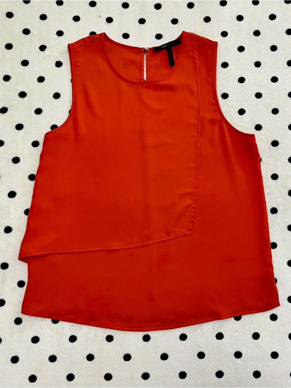 BCBGMaxAzria Sleeveless Asymmetric Draped Blouse Size S